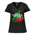 thumbnail image 1 of Inktastic Cute Dinosaurs Women's Plus Size V-Neck T-Shirt, 1 of 5