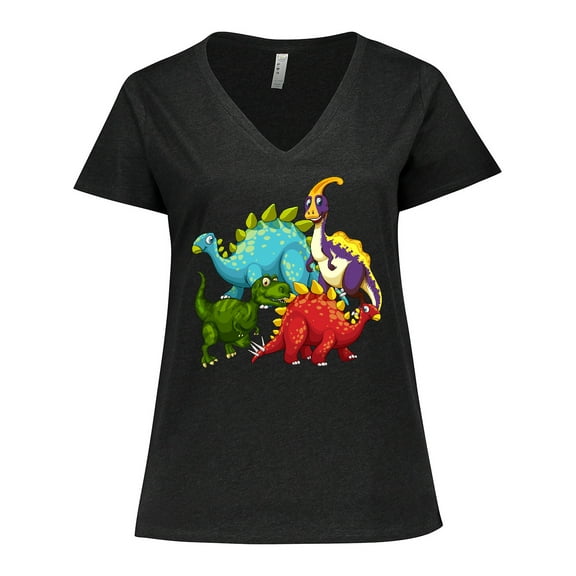 Inktastic Cute Dinosaurs Women's Plus Size V-Neck T-Shirt