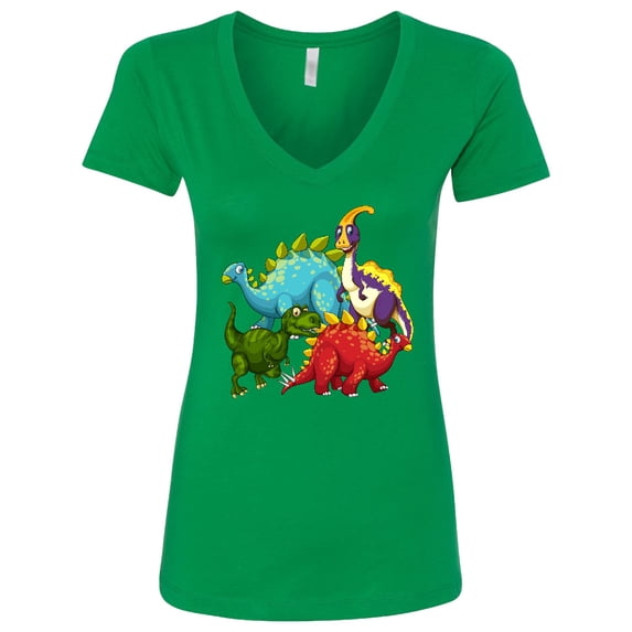Inktastic Cute Dinosaurs Women's V-Neck T-Shirt