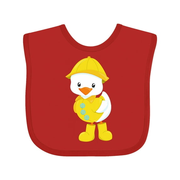 Inktastic Cute Duck, Baby Duck, Duck in Raincoat, Rain Boys or Girls Baby Bib