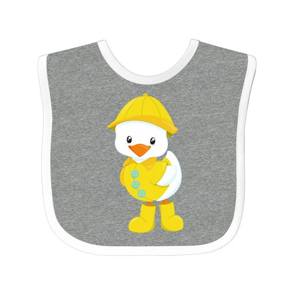 Inktastic Cute Duck, Baby Duck, Duck in Raincoat, Rain Boys or Girls Baby Bib