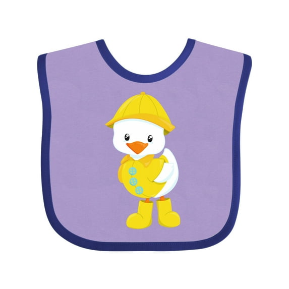 Inktastic Cute Duck, Baby Duck, Duck in Raincoat, Rain Boys or Girls Baby Bib