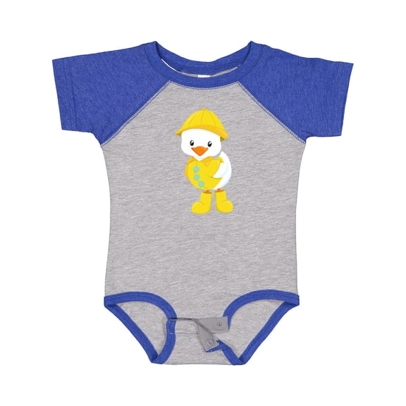 Inktastic Cute Duck In Yellow Raincoat And Boots, Baby Duck Boys or Girls Baby Bodysuit