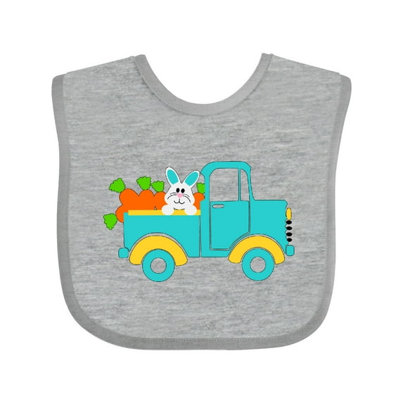 Inktastic Cute Easter Bunny in Blue Truck with Carrots Boys or Girls Baby Bib