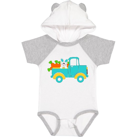 Inktastic Cute Easter Bunny in Blue Truck with Carrots Boys or Girls Baby Bodysuit