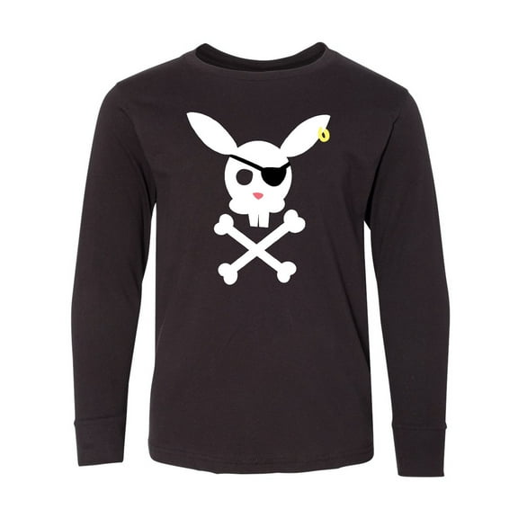 Inktastic Cute Easter Pirate Bunny with Eyepatch and Earring Long Sleeve Youth T-Shirt