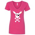 thumbnail image 1 of Inktastic Cute Easter Pirate Bunny with Eyepatch and Earring Women's V-Neck T-Shirt, 1 of 5