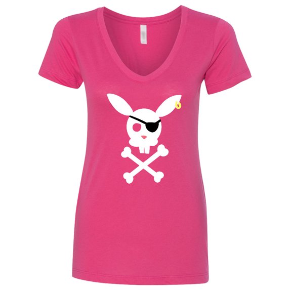 Inktastic Cute Easter Pirate Bunny with Eyepatch and Earring Women's V-Neck T-Shirt