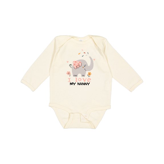 Inktastic Cute Elephant I Love My Nanny for Grandkids Grandbaby Boys or Girls Long Sleeve Baby Bodysuit
