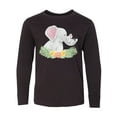 thumbnail image 1 of Inktastic Cute Elephants with Flowers Long Sleeve Youth T-Shirt, 1 of 5