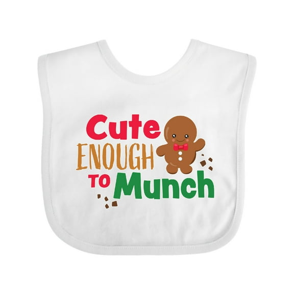 Inktastic Cute Enough to Munch with Gingerbread Man Boys or Girls Baby Bib
