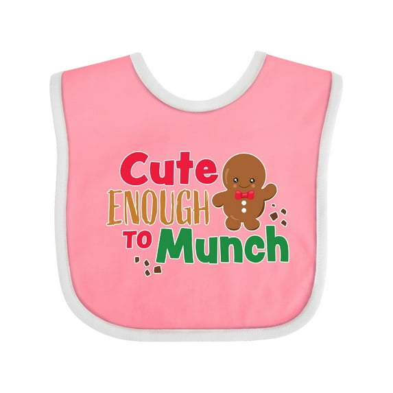 Inktastic Cute Enough to Munch with Gingerbread Man Boys or Girls Baby Bib