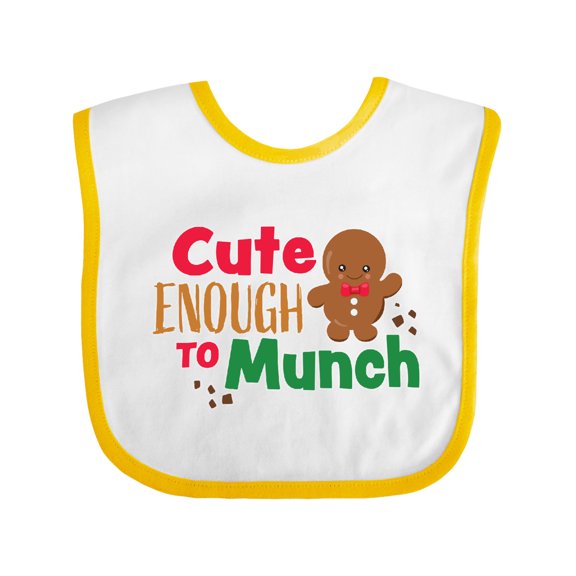 Inktastic Cute Enough to Munch with Gingerbread Man Boys or Girls Baby Bib