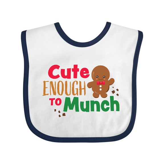 Inktastic Cute Enough to Munch with Gingerbread Man Boys or Girls Baby Bib