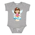 thumbnail image 1 of Inktastic Cute Fairy, Brown Hair, Fairy Sitting On Mushroom Girls Baby Bodysuit, 1 of 5