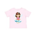 thumbnail image 1 of Inktastic Cute Fairy, Brown Hair, Fairy Sitting On Mushroom Girls Toddler T-Shirt, 1 of 5