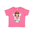 thumbnail image 1 of Inktastic Cute Fairy, Brown Hair, Fairy Sitting On Mushroom Girls Toddler T-Shirt, 1 of 5