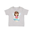 thumbnail image 1 of Inktastic Cute Fairy, Brown Hair, Fairy Sitting On Mushroom Girls Toddler T-Shirt, 1 of 5