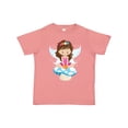 thumbnail image 1 of Inktastic Cute Fairy, Brown Hair, Fairy Sitting On Mushroom Girls Toddler T-Shirt, 1 of 5