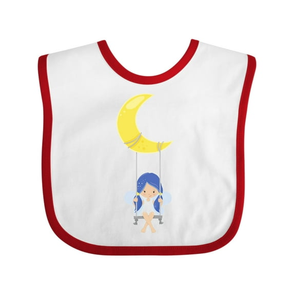 Inktastic Cute Fairy, Fairy On The Moon, Fairy On A Swing Girls Baby Bib