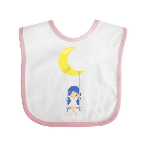 Inktastic Cute Fairy, Fairy On The Moon, Fairy On A Swing Girls Baby Bib