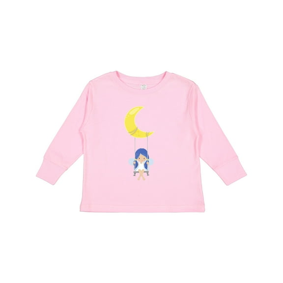 Inktastic Cute Fairy, Fairy On The Moon, Fairy On A Swing Girls Long Sleeve Toddler T-Shirt