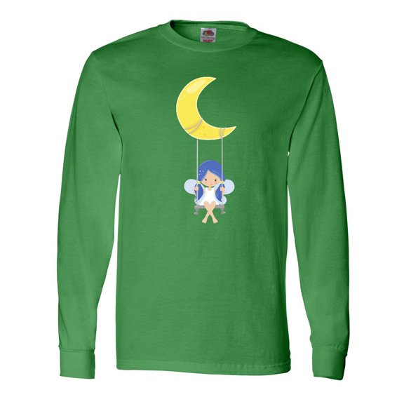 Inktastic Cute Fairy, Fairy On The Moon, Fairy On A Swing Long Sleeve T-Shirt