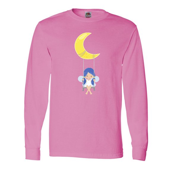 Inktastic Cute Fairy, Fairy On The Moon, Fairy On A Swing Long Sleeve T-Shirt