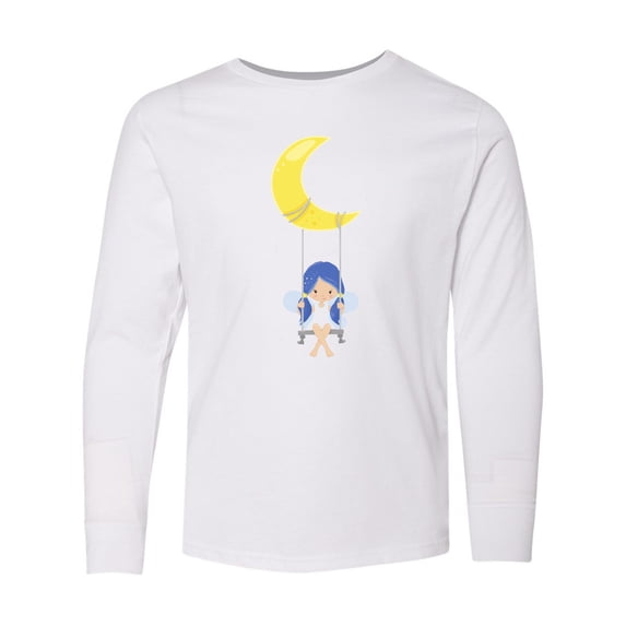 Inktastic Cute Fairy, Fairy On The Moon, Fairy On A Swing Long Sleeve Youth T-Shirt