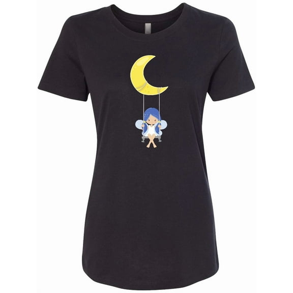 Inktastic Stardust Fairy, Cute Fairy, Fairy on a Swing, Moon Women's T-Shirt