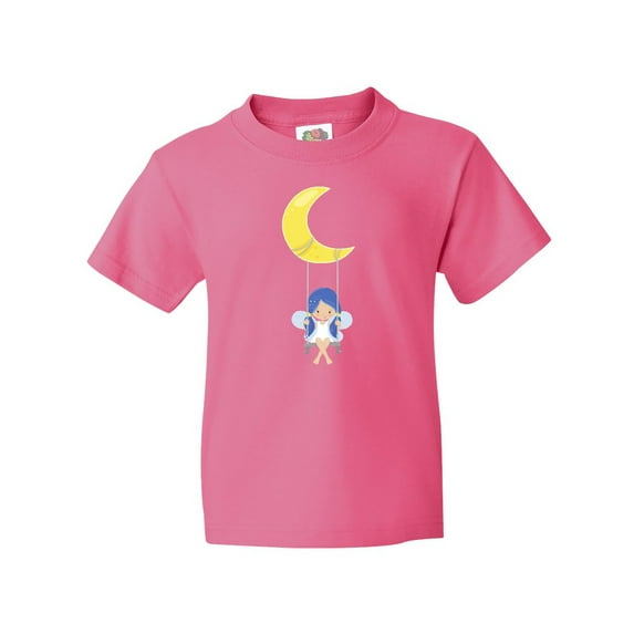 Inktastic Cute Fairy, Fairy On The Moon, Fairy On A Swing Youth T-Shirt