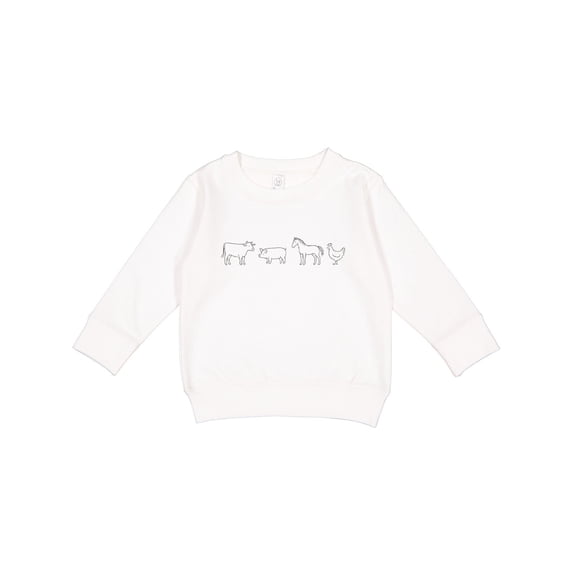 Inktastic Cute Farm Animal Line Art Cow Pig Horse Chicken Toddler Sweatshirt