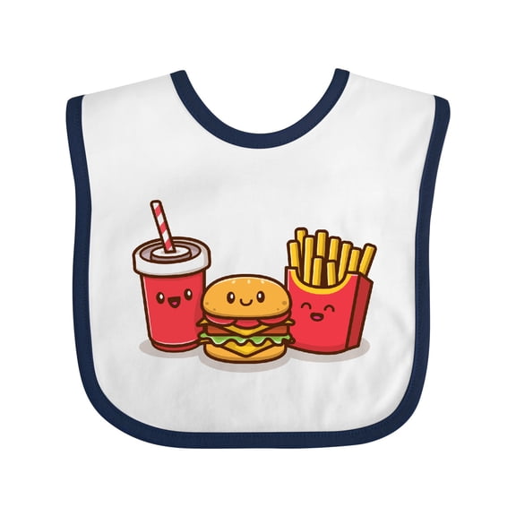 Inktastic Cute Fast Food Friends Burger Fries Soda Boys or Girls Baby Bib