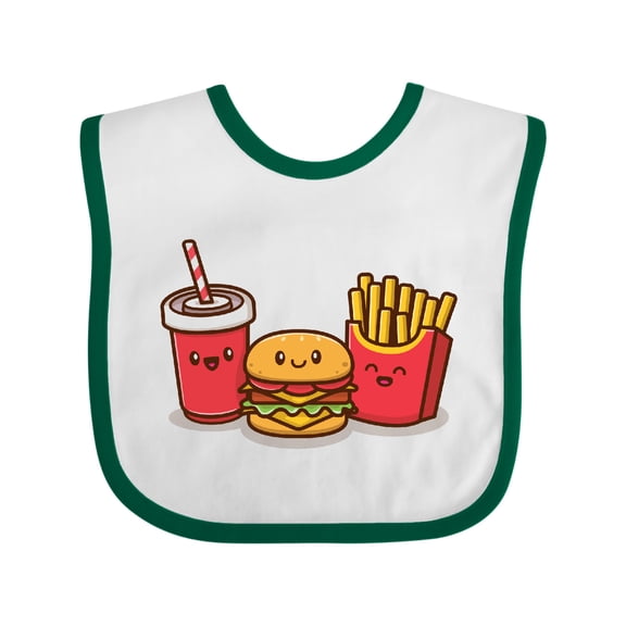 Inktastic Cute Fast Food Friends Burger Fries Soda Boys or Girls Baby Bib