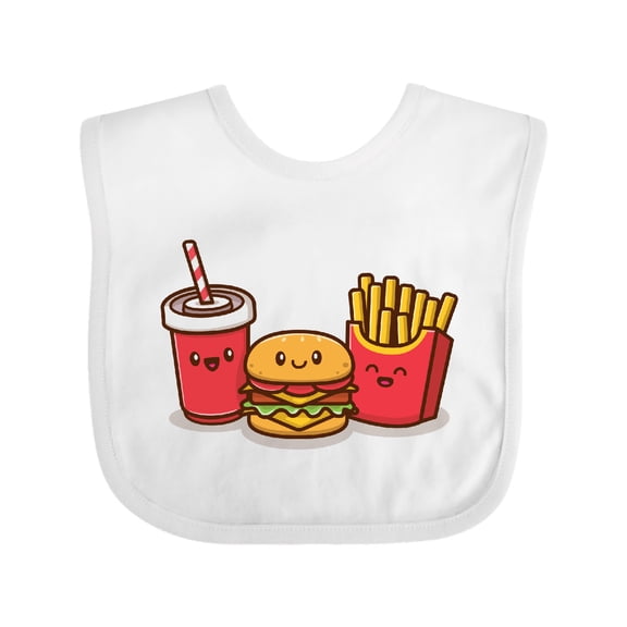 Inktastic Cute Fast Food Friends Burger Fries Soda Boys or Girls Baby Bib