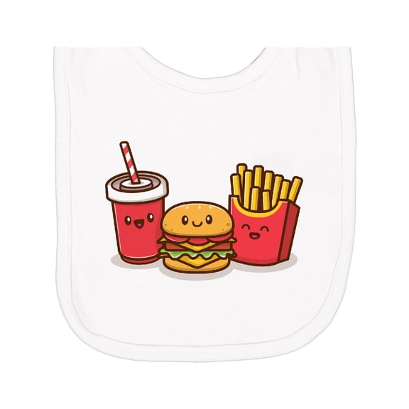 Inktastic Cute Fast Food Friends Burger Fries Soda Newborn Bib