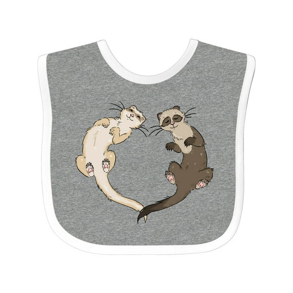 Inktastic Cute Ferret Heart Boys or Girls Baby Bib