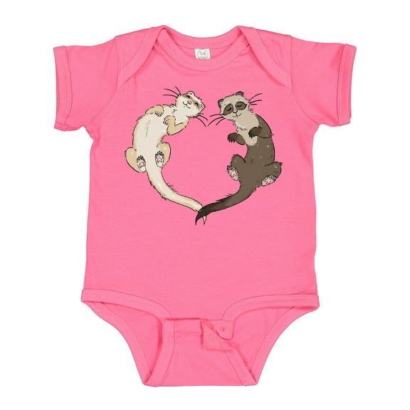 Inktastic Cute Ferret Heart Boys or Girls Baby Bodysuit