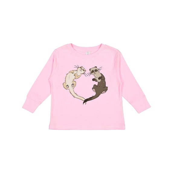 Inktastic Cute Ferret Heart Boys or Girls Long Sleeve Toddler T-Shirt