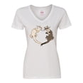 thumbnail image 1 of Inktastic Cute Ferret Heart Women's V-Neck T-Shirt, 1 of 5