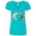 thumbnail image 1 of Inktastic Cute Ferret Heart Women's V-Neck T-Shirt, 1 of 5