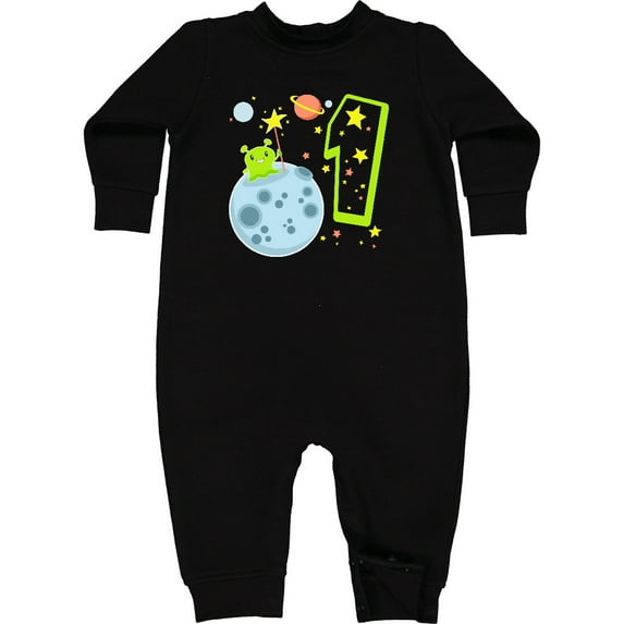 Inktastic Cute First Birthday Alien in Space Baby Fleece Romper