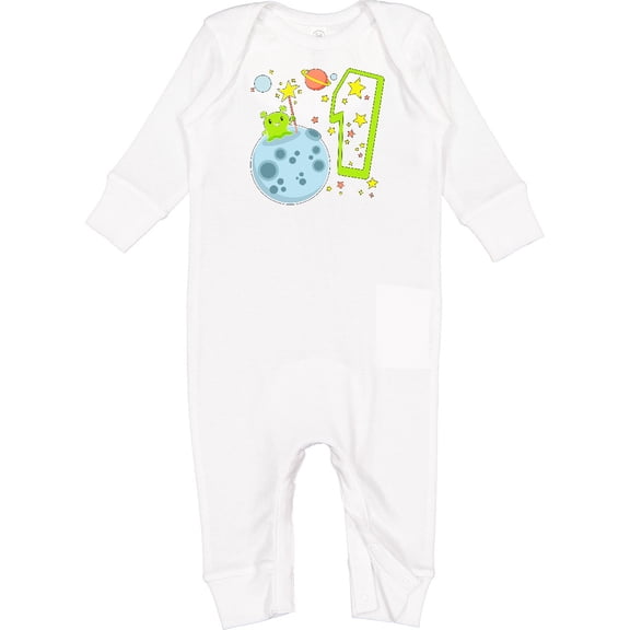 Inktastic Cute First Birthday Alien in Space Baby Romper Coveralls