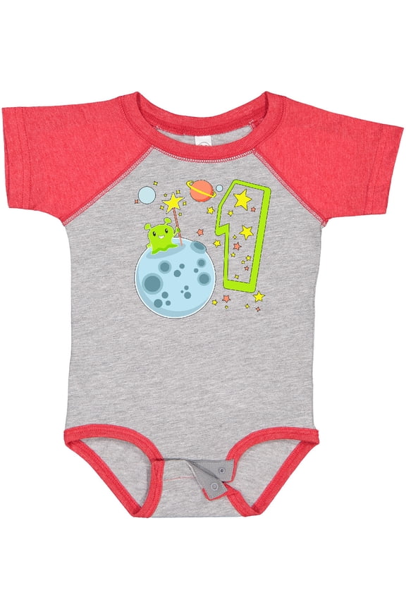 Cute First Birthday Alien in Space Boys or Girls Baby Bodysuit