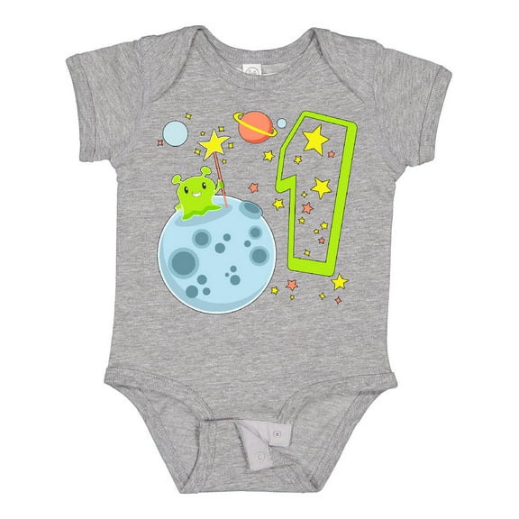 Inktastic Cute First Birthday Alien in Space Boys or Girls Baby Bodysuit