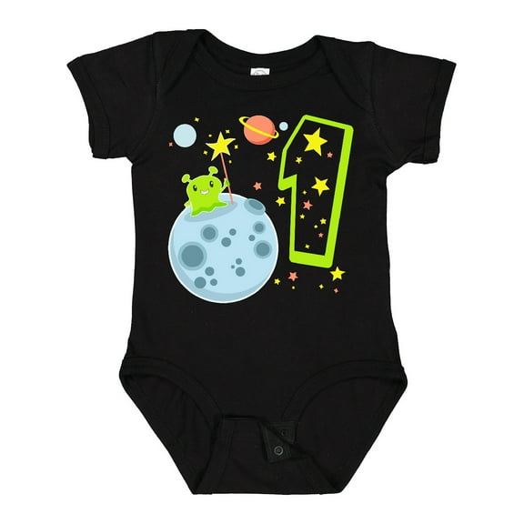 Inktastic Cute First Birthday Alien in Space Boys or Girls Baby Bodysuit