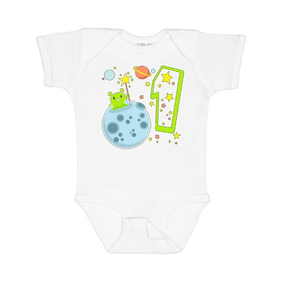 Inktastic Cute First Birthday Alien in Space Boys or Girls Baby Bodysuit