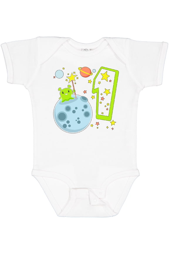 Cute First Birthday Alien in Space Boys or Girls Baby Bodysuit