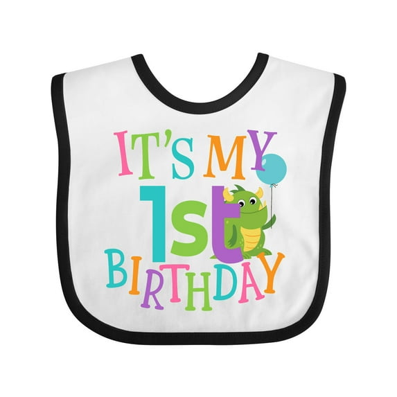 Inktastic Cute First Birthday Monster 1 Year Old Boys or Girls Baby Bib