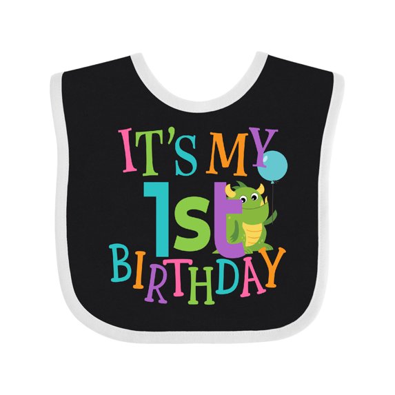 Inktastic Cute First Birthday Monster 1 Year Old Boys or Girls Baby Bib